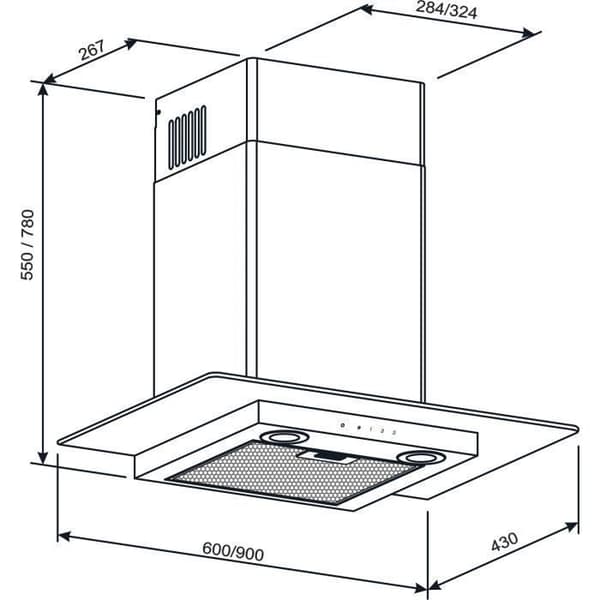 GURARI GCH T 466 IS 60 BL PRIME+kolsyrefilter, Köksfläkt 60 cm 1000m³/h +kolsyrefilter