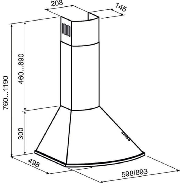 GURARI GCH 046 BL 6+kollektivfilter, Köksfläkt 60 cm,/ Svart/ 1000m³/h+kolfilter
