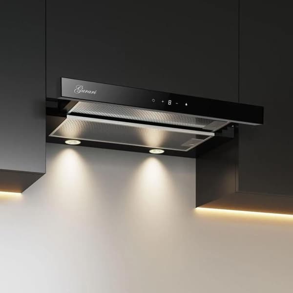 Flat deflector hood - GURARI - CH 3003C - 60 cm - Black - 1000 m³/h
