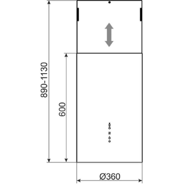 GURARI GCH I 385 36 ÄR Prime+kolfilter, Rund köksfläkt ö - 36 cm, rostfritt stål, takfläkt, 1000m³/h+kolfilter
