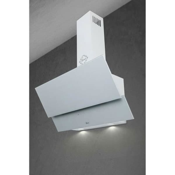 Väggmonterad fläkt GURARI GCH 268 WH 6 Prime + kolfilter, 60 cm designventilator, vitt glas, 1000m³/h + kolfilter