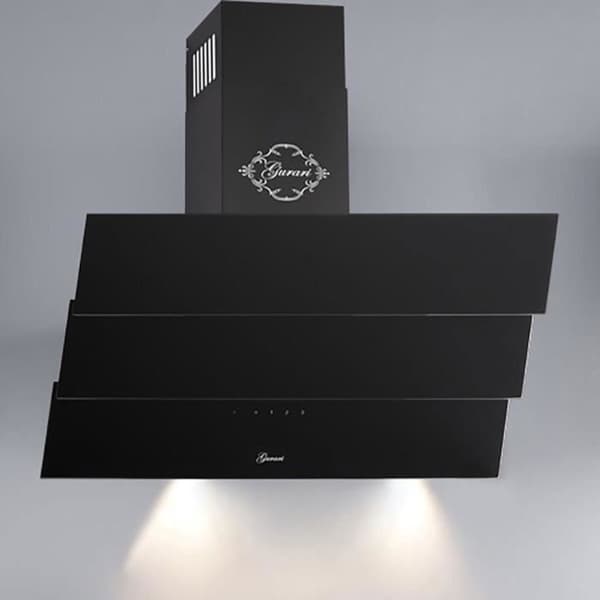 GURARI Köksfläkt GCH D 267 BL 6 Prime+kol, svart köksfläkt, 60 cm, svart, glas, 1000m³/h