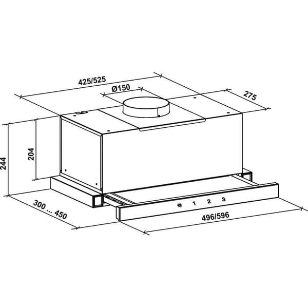 GURARI GCH B 117 WH Prime+kolfilter, Inbyggd köksfläkt 60 cm, i vitt, Vitt glas, 1000m³/h+kolfilter