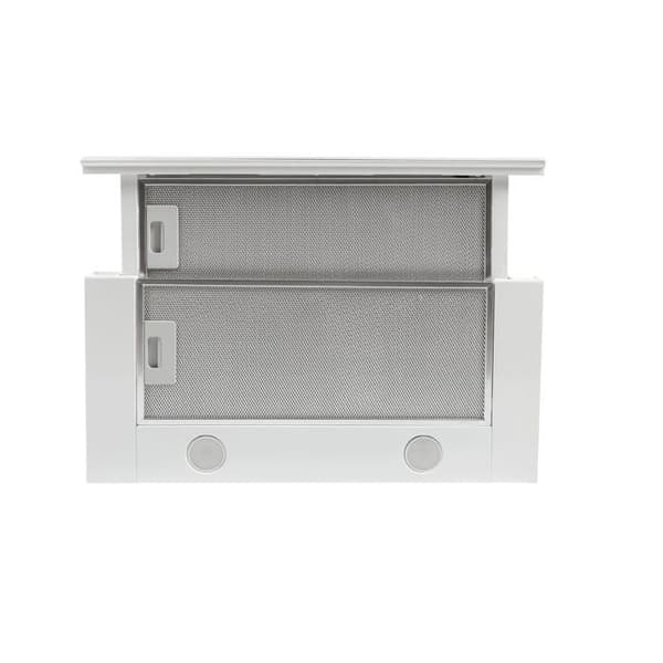 GURARI GCH B 117 WH Prime+kolfilter, Inbyggd köksfläkt 60 cm, i vitt, Vitt glas, 1000m³/h+kolfilter