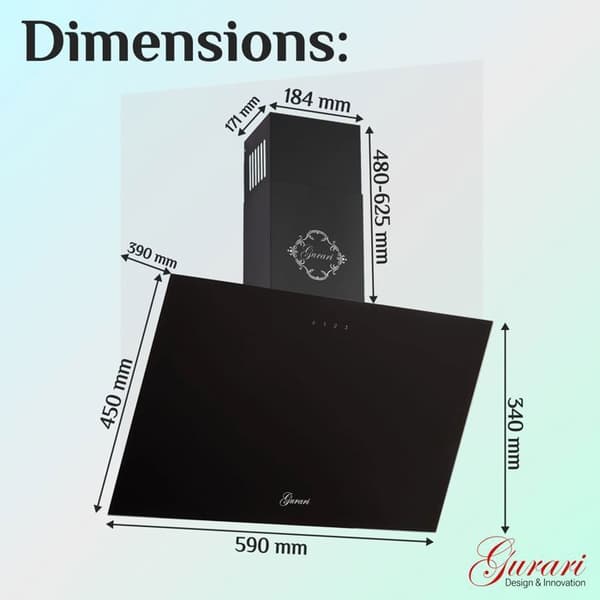 Fläkt - GURARI - GCH D 286 BL 6 PRIME N - 60 cm - Svart - 1000 m³/h