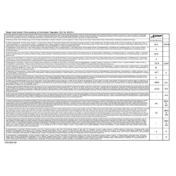 Kaiser EA 644 W ECO • Fläkt • Luftavlägsnande fläkt • Inbyggnadsmodell • 60 cm • 910 m³/h