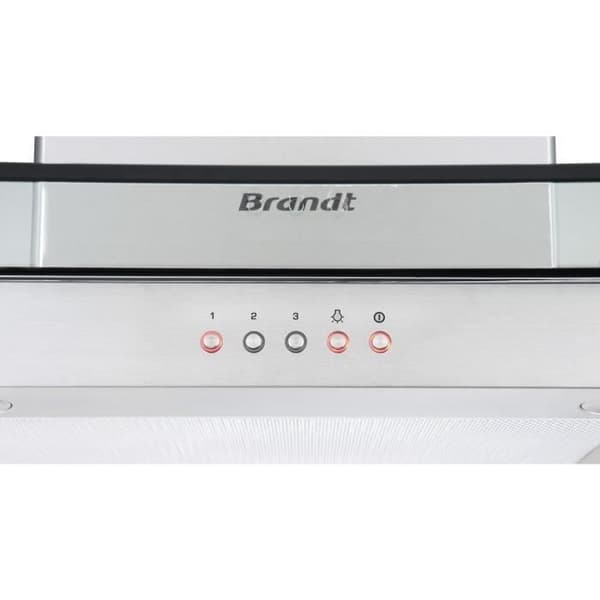 BRANDT BHB1644IX dekorativ väggfläkt - 60 cm - Avgas och återvinning - Rostfritt stål + Glas - 552 m3/h