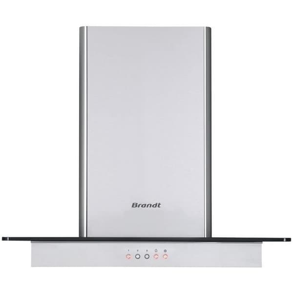 BRANDT BHB1644IX dekorativ väggfläkt - 60 cm - Avgas och återvinning - Rostfritt stål + Glas - 552 m3/h