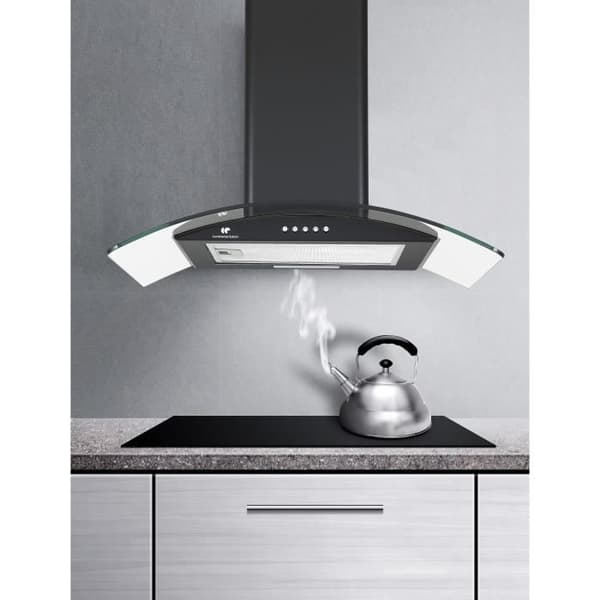 Continental Edison Koristeellinen liesituuletin - L60 cm - musta ja lasi