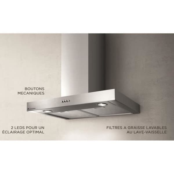 CONTINENTAL EDISON CEHD6058S dekorativ fläktkåpa i rostfritt stål - 60 cm