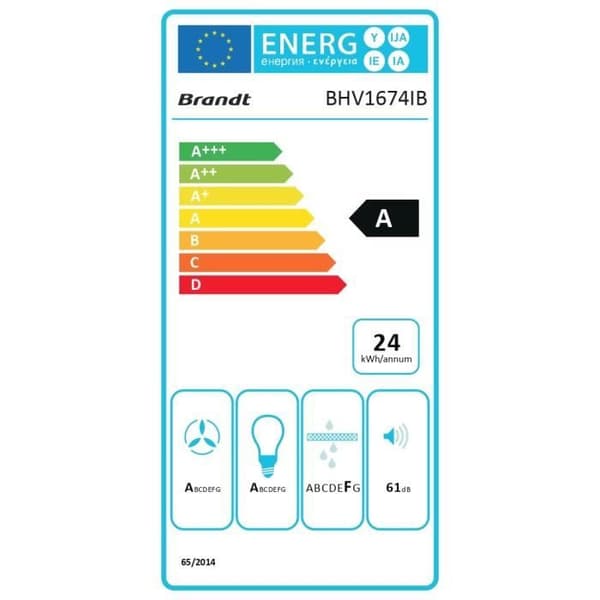 BRANDT VERTIKALT FLÄKT - BHV1674IB - 60 CM
