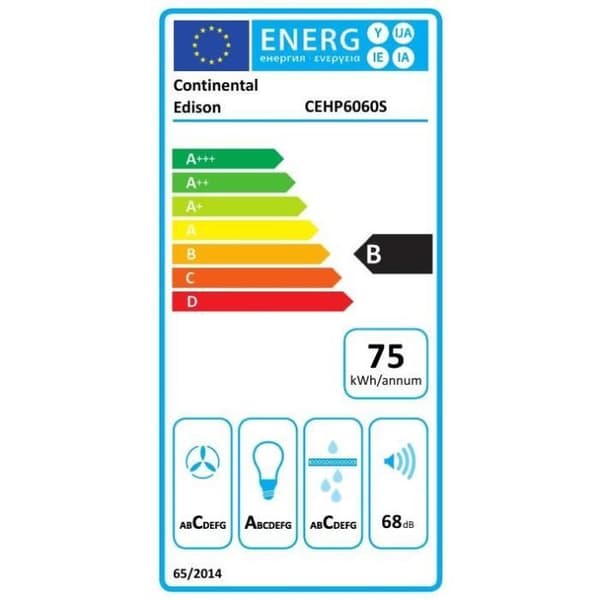 CONTINENTAL EDISON CEHP6060S pyramideformet emhætte - 60 cm