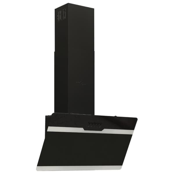 Köksfläkt 60 cm stål och härdat glas svart