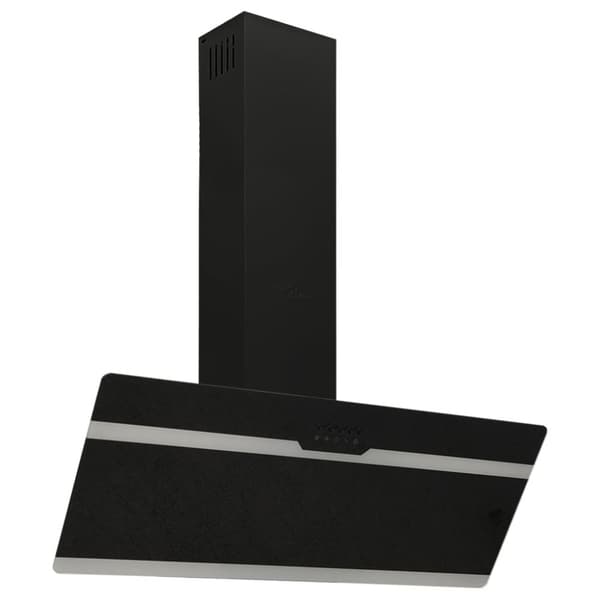 Köksfläkt 90 cm stål och härdat glas svart