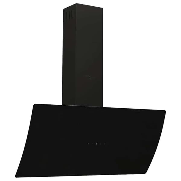 Köksfläkt 90 cm stål och härdat glas svart