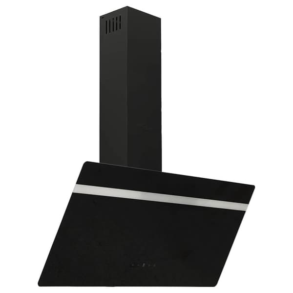Köksfläkt 90 cm stål och härdat glas svart