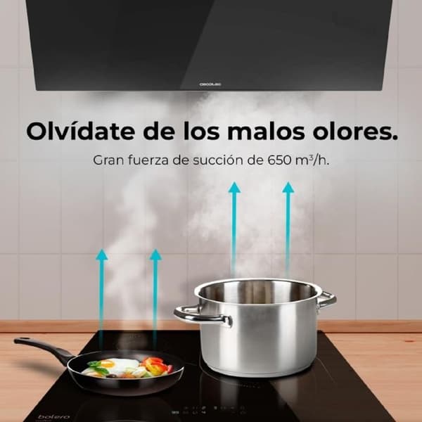 Cecotec Dekorativ köksfläkt Bolero Flux DT 606500 Glas Svart A