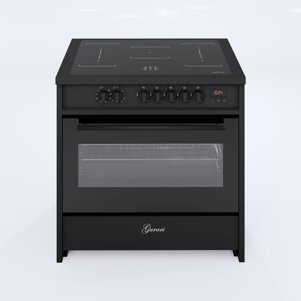 GURARI Induktionshäll E 913 BL, Spis 90 cm/121L + fläkt 90 cm GCH T 466 IS 90 BL PRIME N