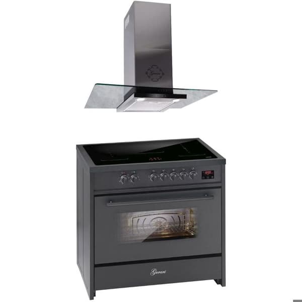 GURARI Induktionshäll E 913 BL, Spis 90 cm/121L + fläkt 90 cm GCH T 466 IS 90 BL PRIME N