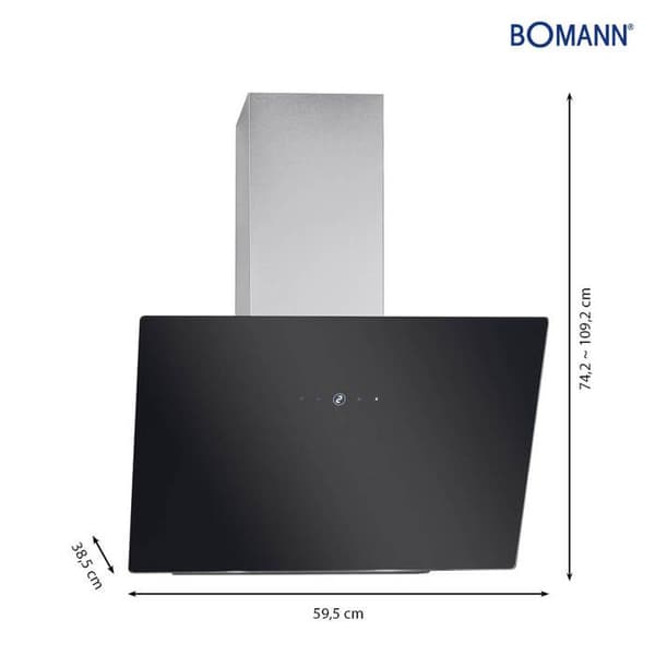 LED lutande huva svart/rostfritt stål Bomann DU7606-1-G-svart/rostfritt stål