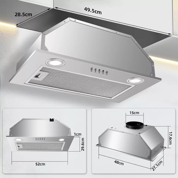 Under-skåp Fläktkåpa, 300 m³/h Utsug, Energiklass C,EU