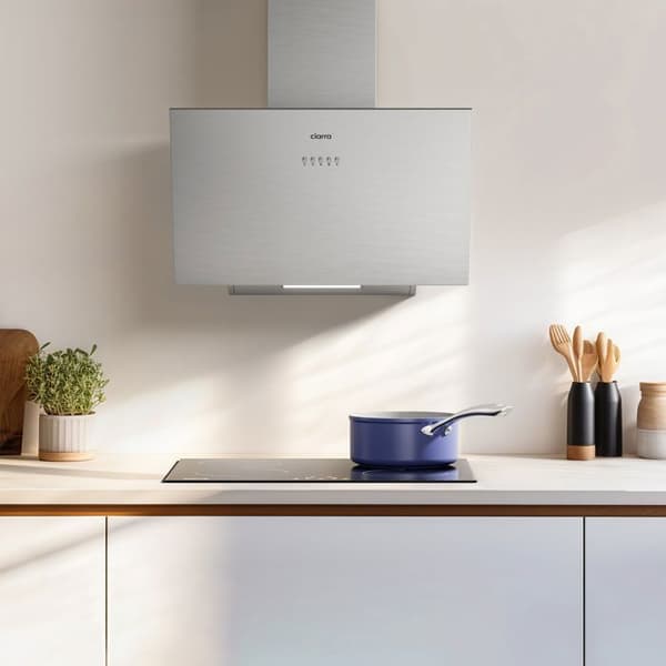 CIARRA Hällfläkt Inkled 60cm 650m3/h A+++ 3 Hastigheter 2st Kolfilter Återvinning eller Utsugning Färg Stål