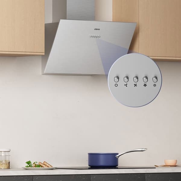 CIARRA Hällfläkt Inkled 60cm 650m3/h A+++ 3 Hastigheter 2st Kolfilter Återvinning eller Utsugning Färg Stål