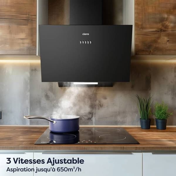 CIARRA Kolfriande Fläkt 60cm A+++ 650m3/h med Kolfilter Återvinning eller Ventilation Svart