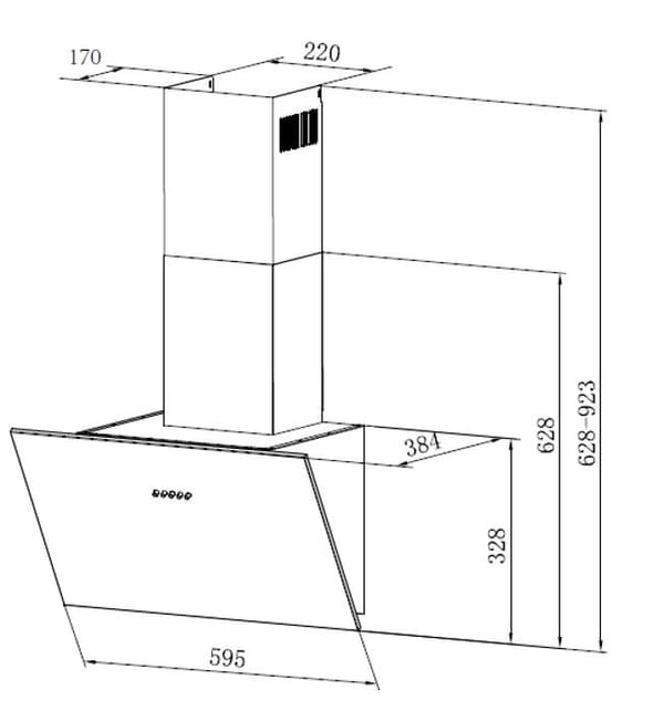 CIARRA Kolfriande Fläkt 60cm A+++ 650m3/h med Kolfilter Återvinning eller Ventilation Svart