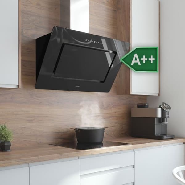Dekorativ fläkt - Bolero - Flux DT 908002 - Svart Glas - 90 cm - A++