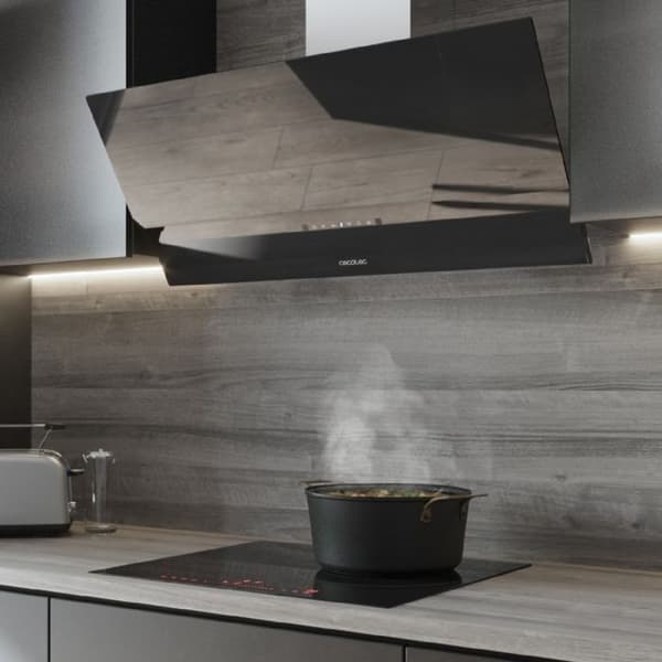 Dekorativ fläkt - Bolero - Flux DT 908001 - Svart glas - 90 cm - A++
