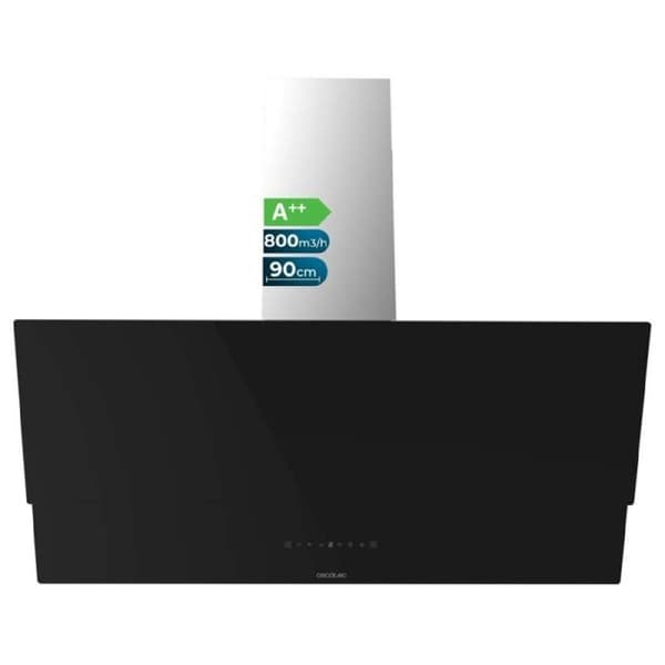 Dekorativ fläkt - Bolero - Flux DT 908001 - Svart glas - 90 cm - A++