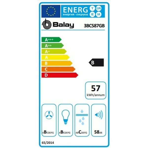 Konventions-emhætte Balay 1200044925 80 cm 680 m3/h Touch Control 56 dB Hvid