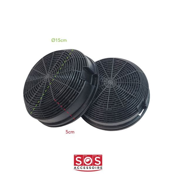 Kolfilter till LADEN huva - Diameter 15cm - Levereras x2