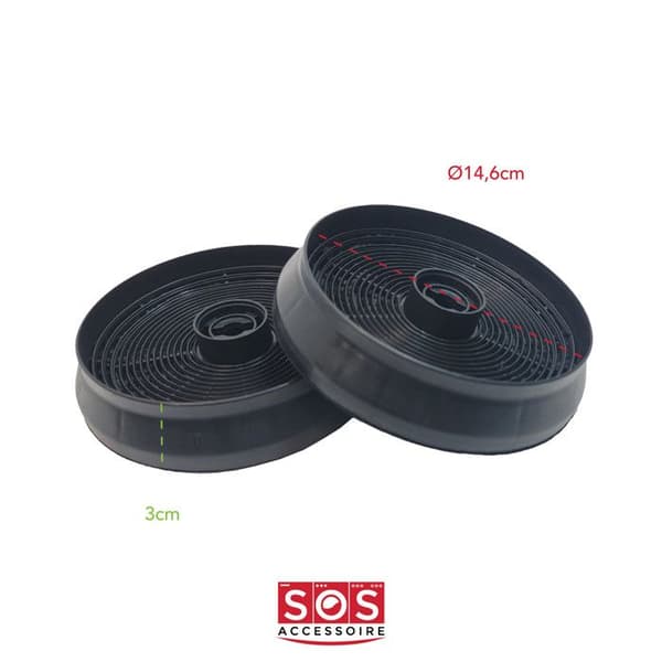 Set med 2 kolfilter ACM14 145x30mm (113222-973) - Spisfläkt - ARISTON HOTPOINT, CANDY, AIRLUX, GLEM, ROSIERES, INDESIT, AYA, BEKO,