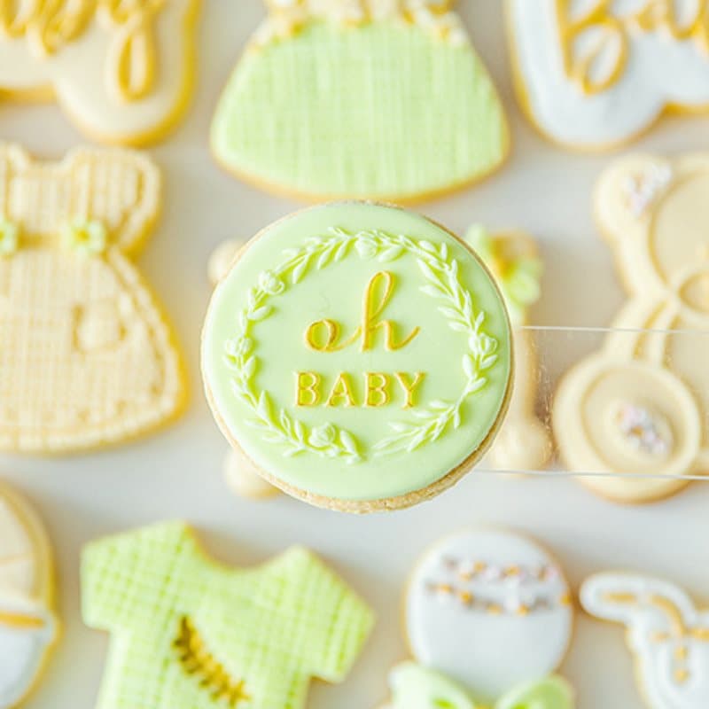 Utstickare med Stämpel rund Oh Baby