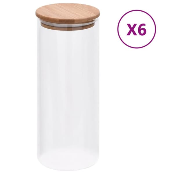 vidaXL Lasiset säilytyspurkit bambukansilla 6 kpl 1000 ml -  Keksipurkit