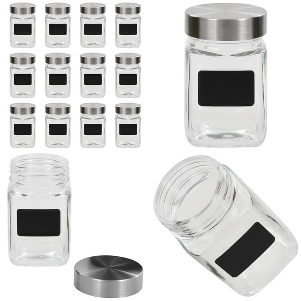 Förvaringsburkar i glas med etiketter 12 st 300 ml - Kakburk - Kakburkar - Home & Living