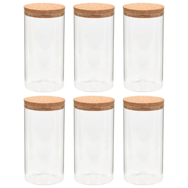 Förvaringsburkar i glas med korklock 6 st 1100 ml