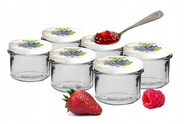 Syltetøjsglas med farvet låg 6 stk. 235 ml