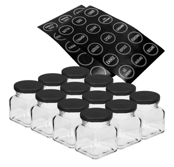 Krydderikrukker 120 ml 12 stk + 30 klistermærker