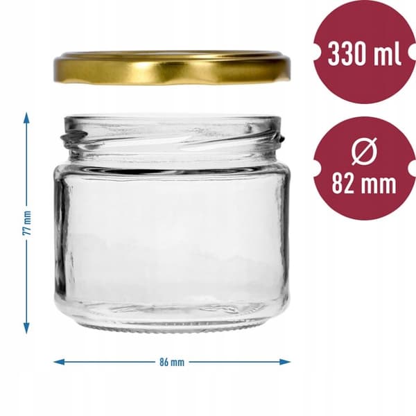 Syltetøjsglas med låg 6 stk. 330 ml