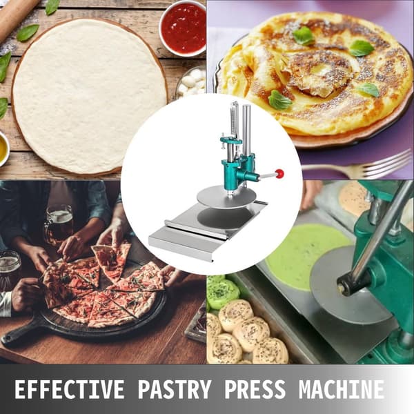 pizzadeg pressmaskin med 200 mm diameter pressplatta, gjutjärnsbotten, hög flexibilitet, enkel manövrering, bred applikation