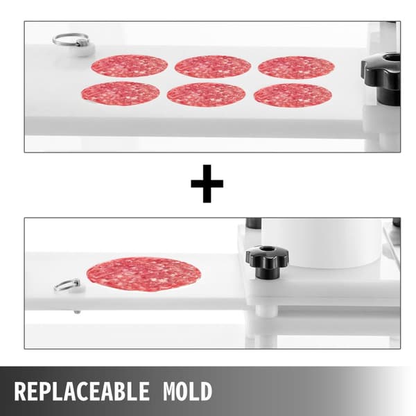 130mm kommersiell manuell hamburgerpress med extra 51mm*6 form, stor kapacitet behållare, hög effektivitet, lätt att använda