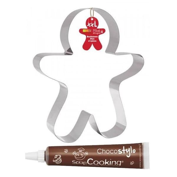 Stansverktyg i rostfritt stål XXL Pepparkaksfigur + 1 Chokladpenna
