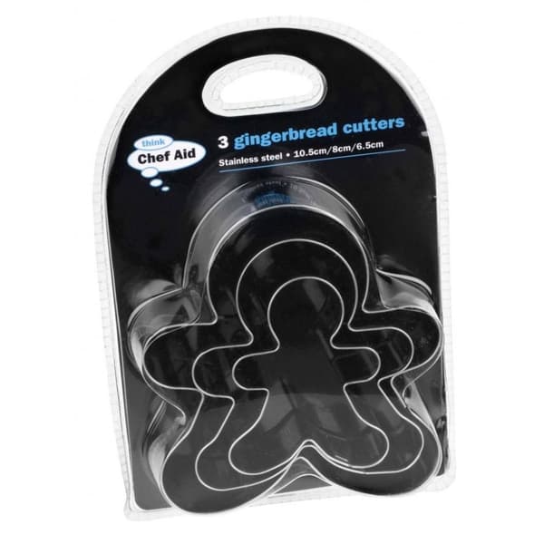 Chef Aid Gingerbread Man Cookie Cutter Set (Pack of 3) Silver One Size