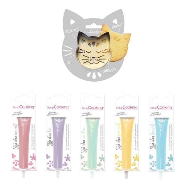 Kattpräglat kakkit + 5 chokladpastellpennor