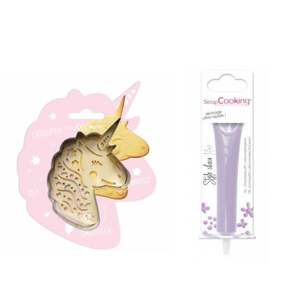 Kit för enhörningspräglad kex + Lilac chokladpenna