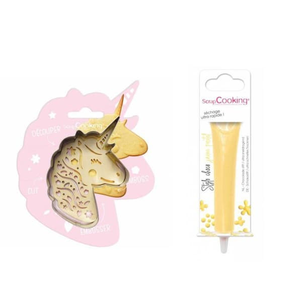 Unicorn Embossing Cookie Kit + Pastellgul chokladpenna