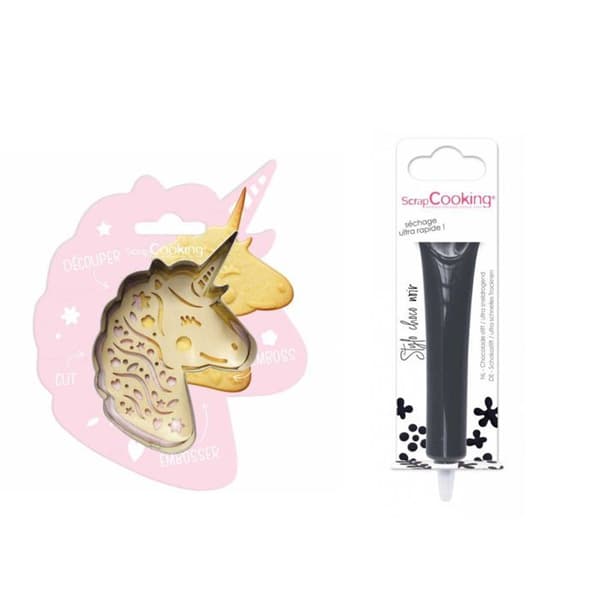 Unicorn präglad kakkit + mörk chokladpenna